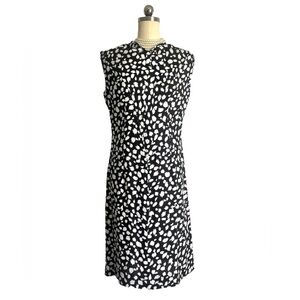 Vintage 60s Dress Sheat Mod Black White Abstract Print Lightweight Summer Dress